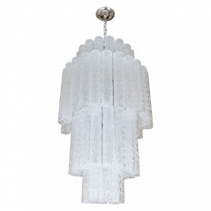 Long vertical multitiered chandelier